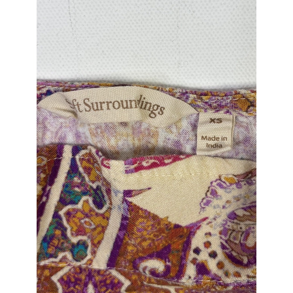 Soft Surroundings Tunic Top Women's XS Paisley Floral Boho Short Sleeve - Picture 9 of 10
